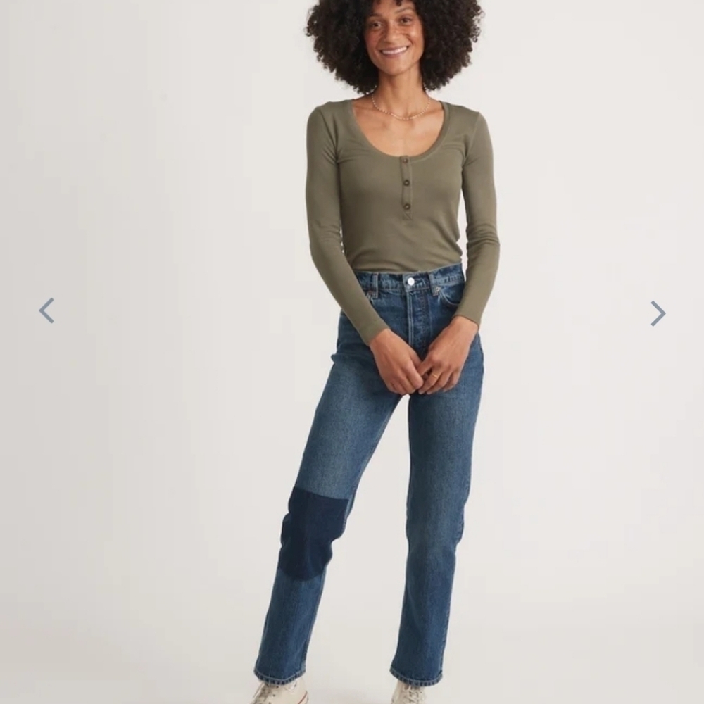 Marine Layer Lexi Ribbed Henley Olive - Picture 4 of 4